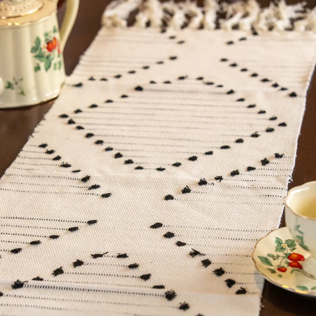 Moroccan Tassel Table Runner Collection -- Delicors