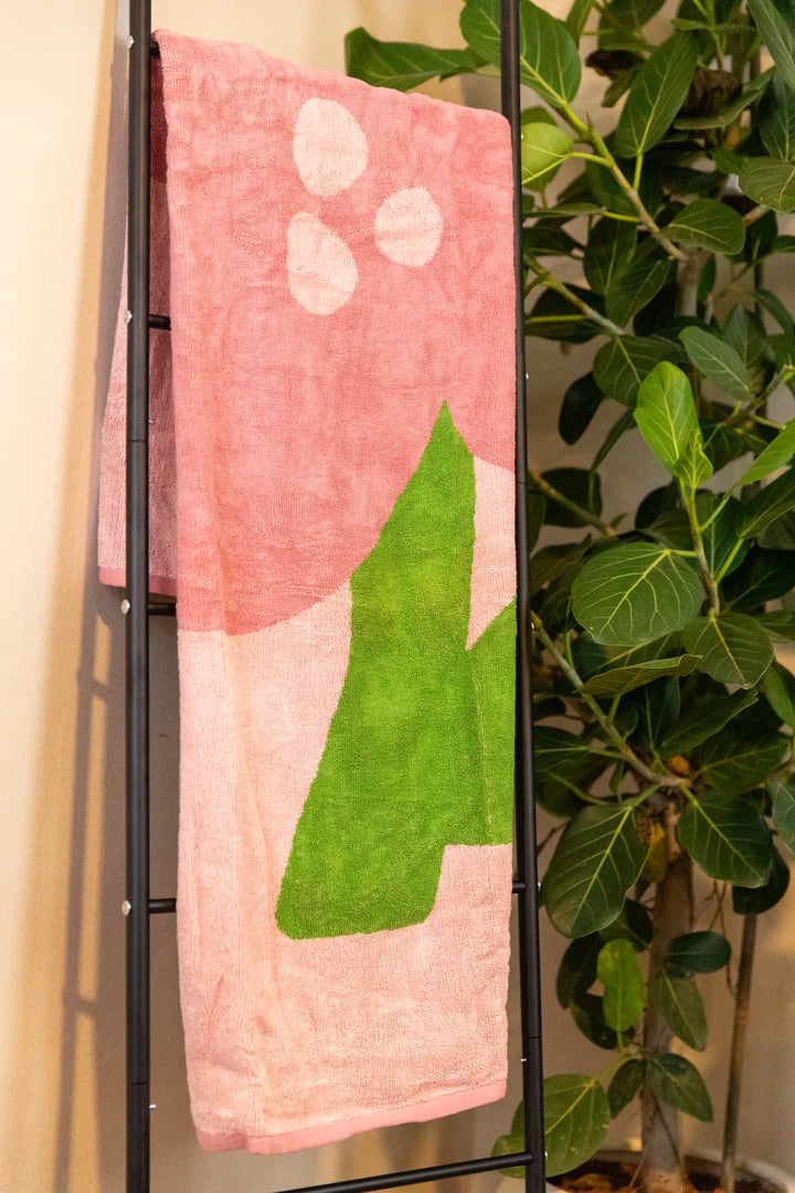 Simple Flower Towel Set-Pink - Delicors