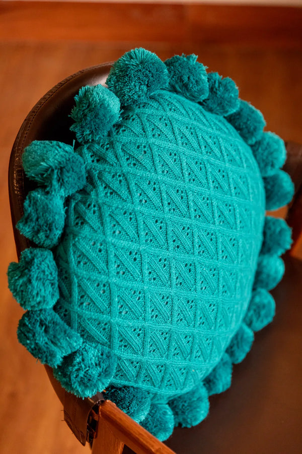 Sunflower Pom Pom Cushion -- Delicors