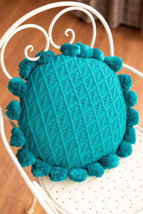 Sunflower Pom Pom Cushion -- Delicors