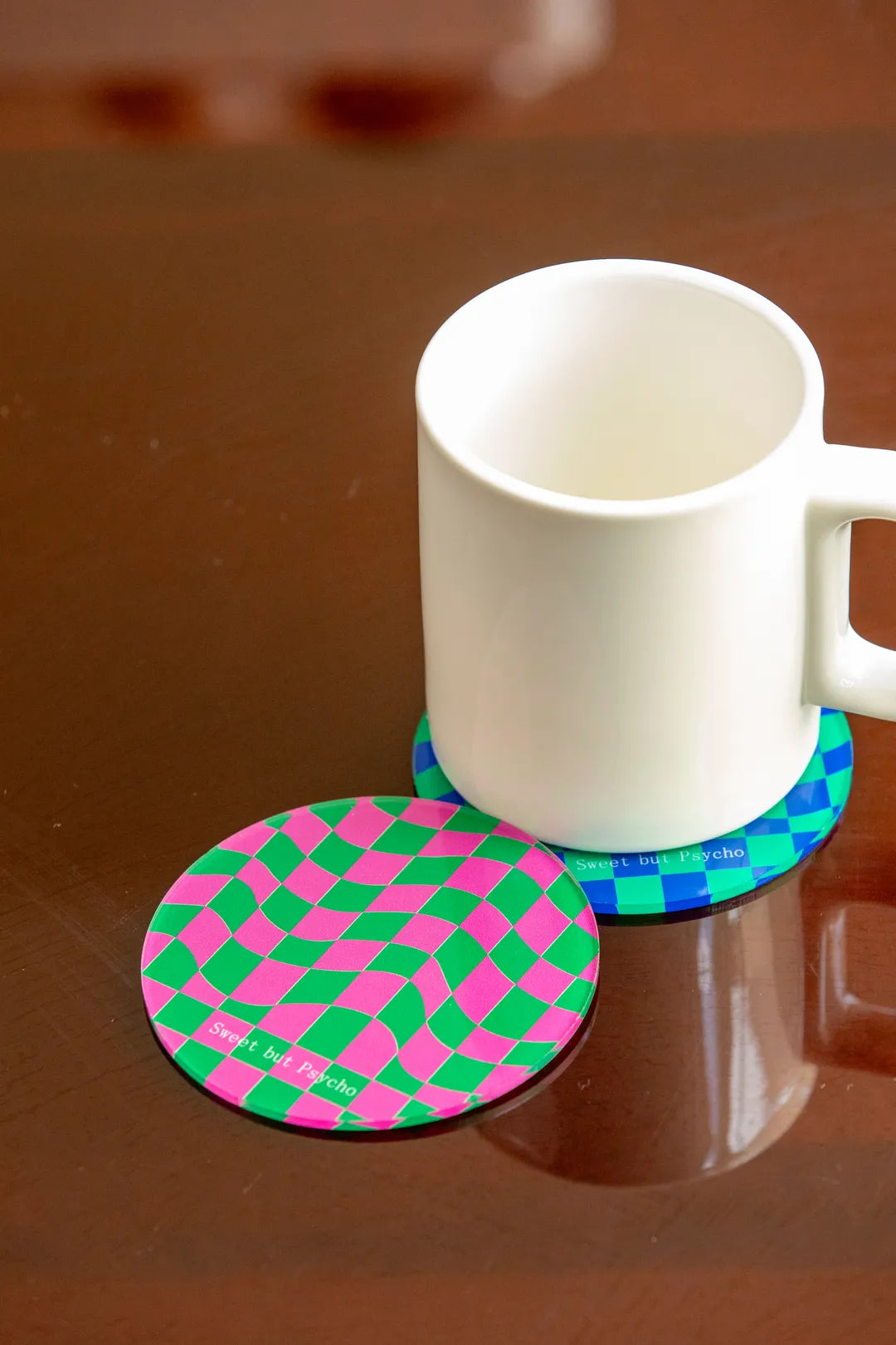 Wavy Checkerboard Acrylic Coaster -- Delicors