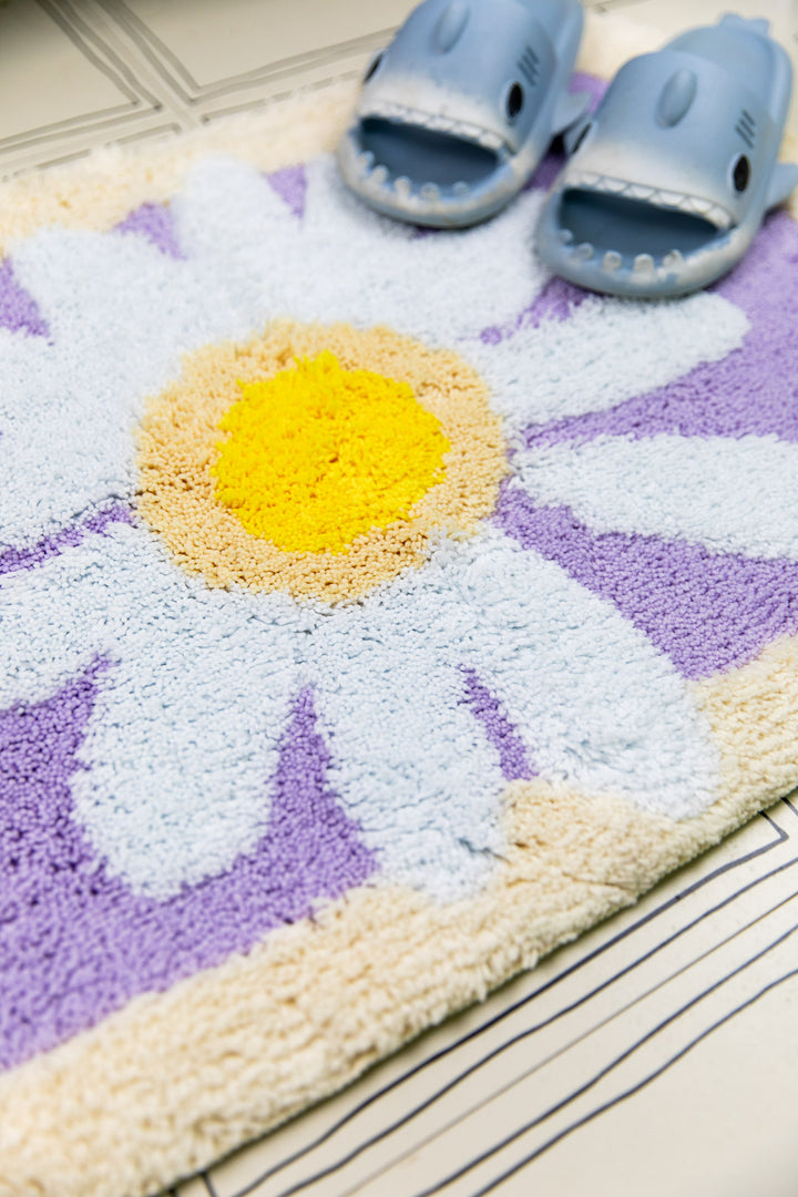Daisy Petal Purple Bath Mat -- Delicors