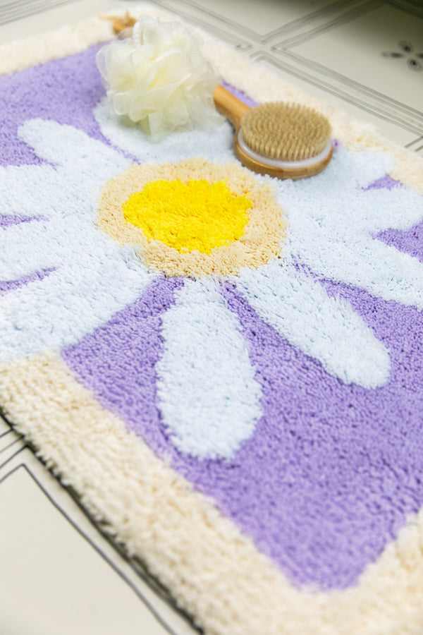Daisy Petal Purple Bath Mat -- Delicors