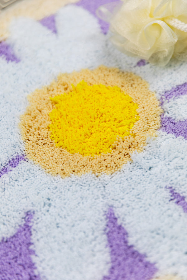 Daisy Petal Purple Bath Mat -- Delicors
