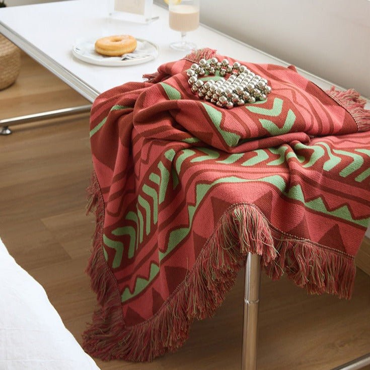 Diagonal Tassel Blanket -Throw- Delicors