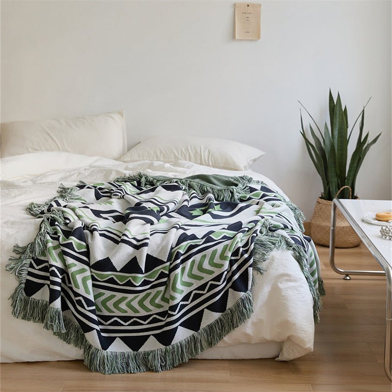 Diagonal Tassel Blanket -Throw- Delicors