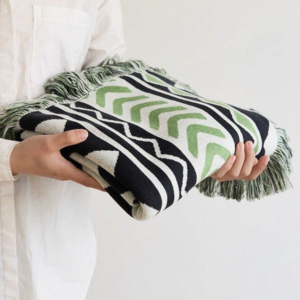 Diagonal Tassel Blanket -Throw- Delicors