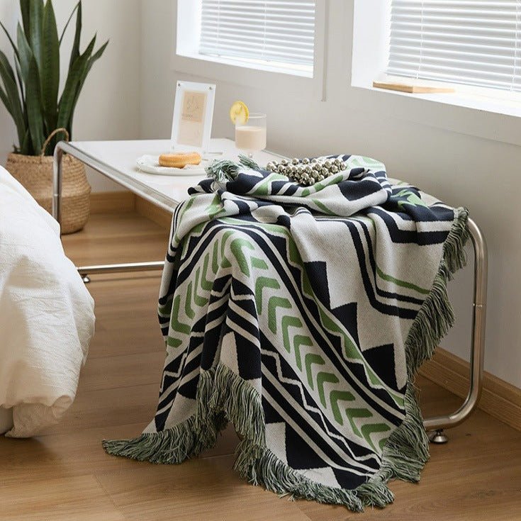 Diagonal Tassel Blanket -Throw- Delicors