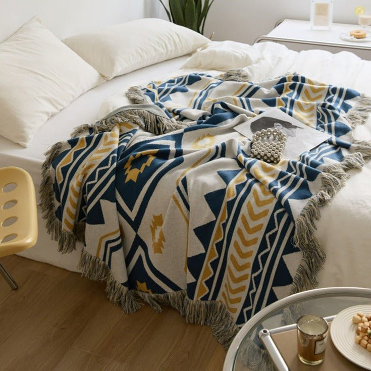 Diagonal Tassel Blanket -Throw- Delicors