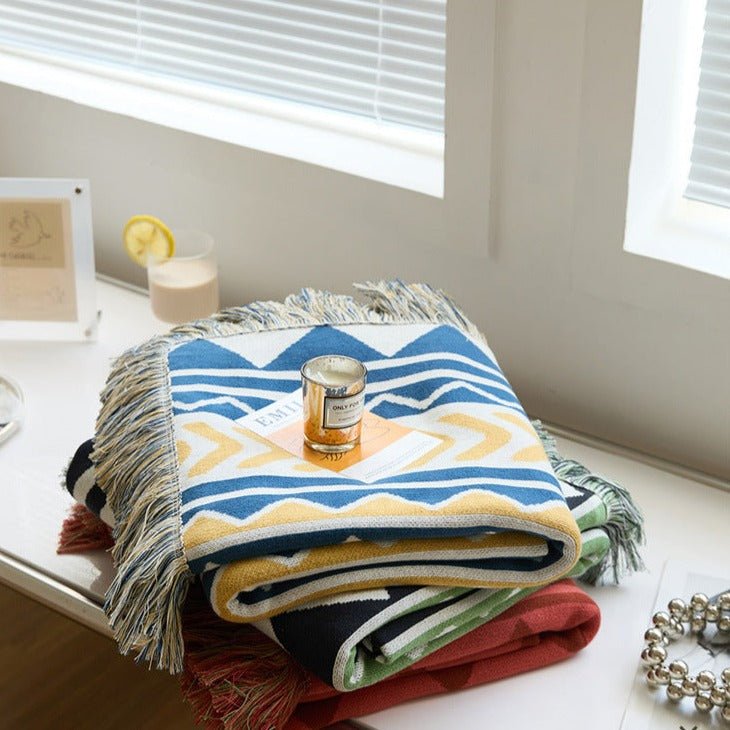 Diagonal Tassel Blanket -Throw- Delicors