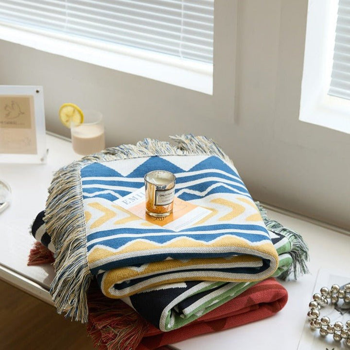Diagonal Tassel Blanket -Throw- Delicors