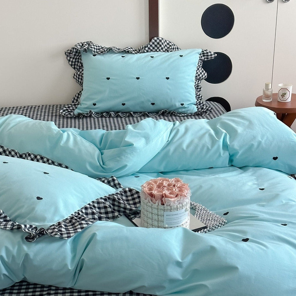 Ebony Heart and Ribbon Bedding Set - Bedding - Delicors