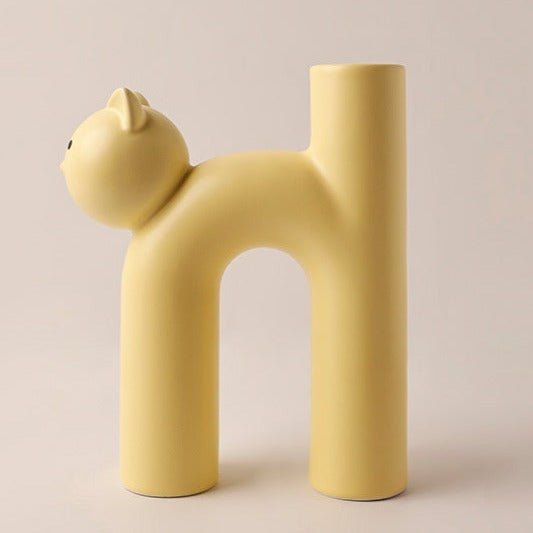Elegant Cat Sculpture Vase - Vase - Delicors