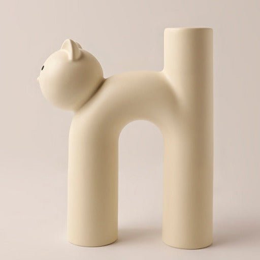 Elegant Cat Sculpture Vase - Vase - Delicors