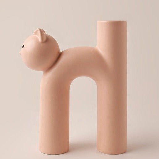 Elegant Cat Sculpture Vase - Vase - Delicors