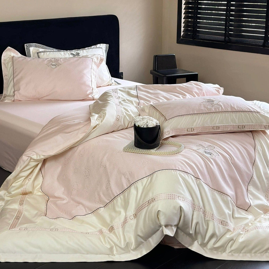 Embroidered Elegance Cozy Rose Bedding Set - Bedding - Delicors