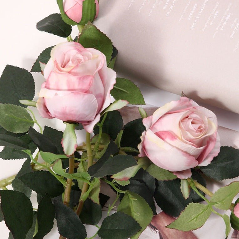 Half Dozen Artificial Blush Rose - Artificial Flower - Delicors