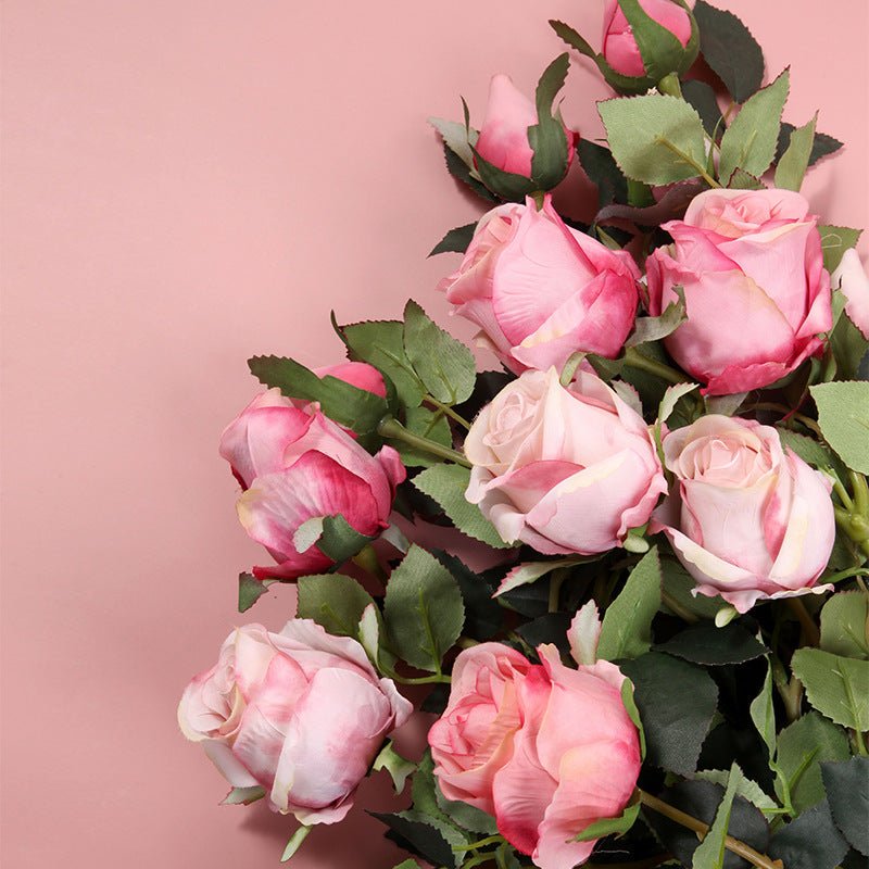 Half Dozen Artificial Blush Rose - Artificial Flower - Delicors