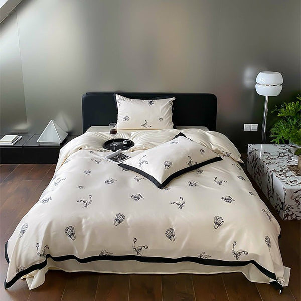 Monochrome Flower Bedding Set -Bedding- Delicors