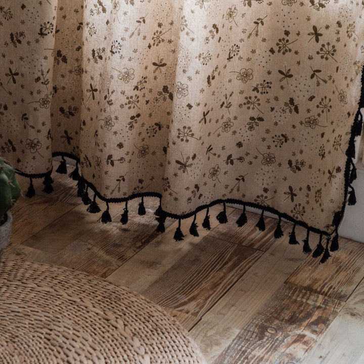 Peaceful Beige Tassel Curtain - Curtain - Delicors