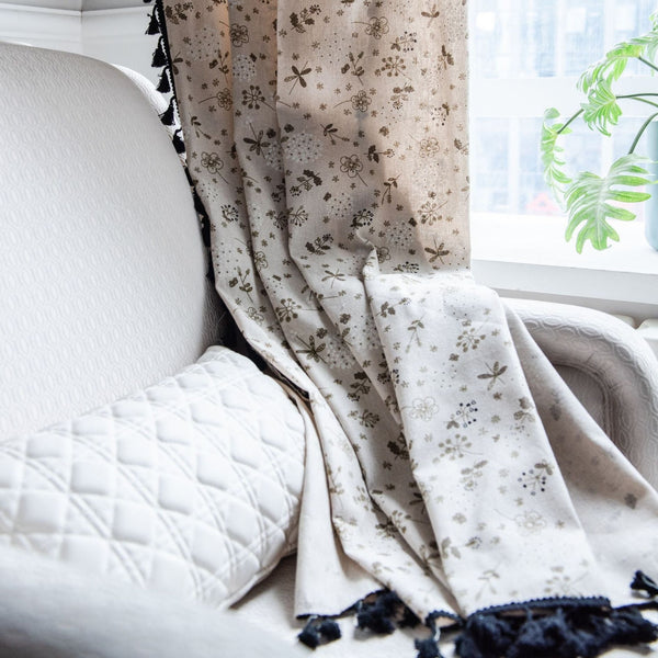 Peaceful Beige Tassel Curtain - Curtain - Delicors