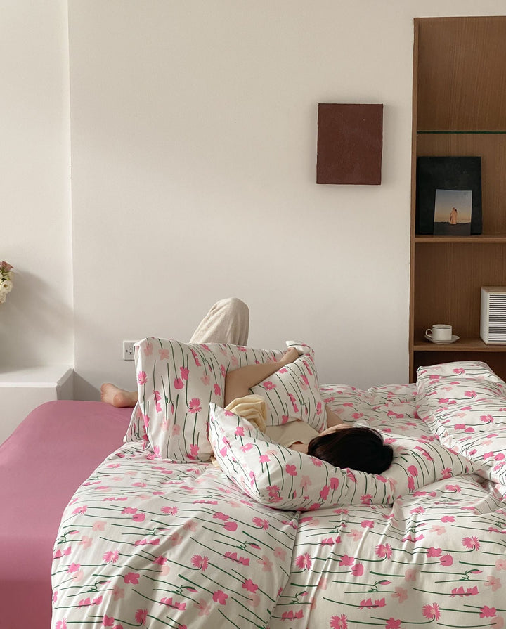 Pink Poppy Bedding Set - FINAN SALE - Delicors