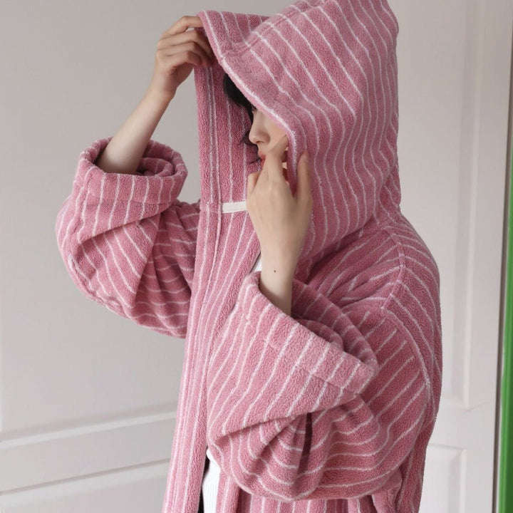 Pink Stripes Away Bathrobes - Bathrobe - Delicors
