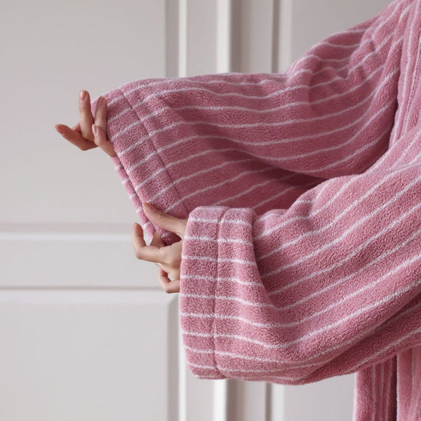 Pink Stripes Away Bathrobes - Bathrobe - Delicors