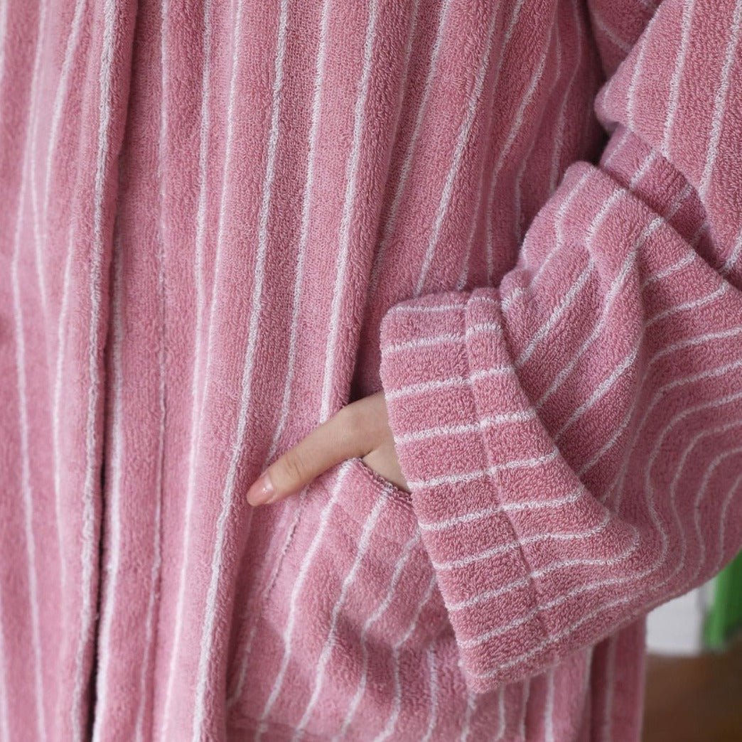 Pink Stripes Away Bathrobes - Bathrobe - Delicors