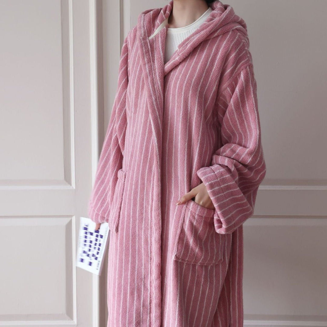 Pink Stripes Away Bathrobes - Bathrobe - Delicors