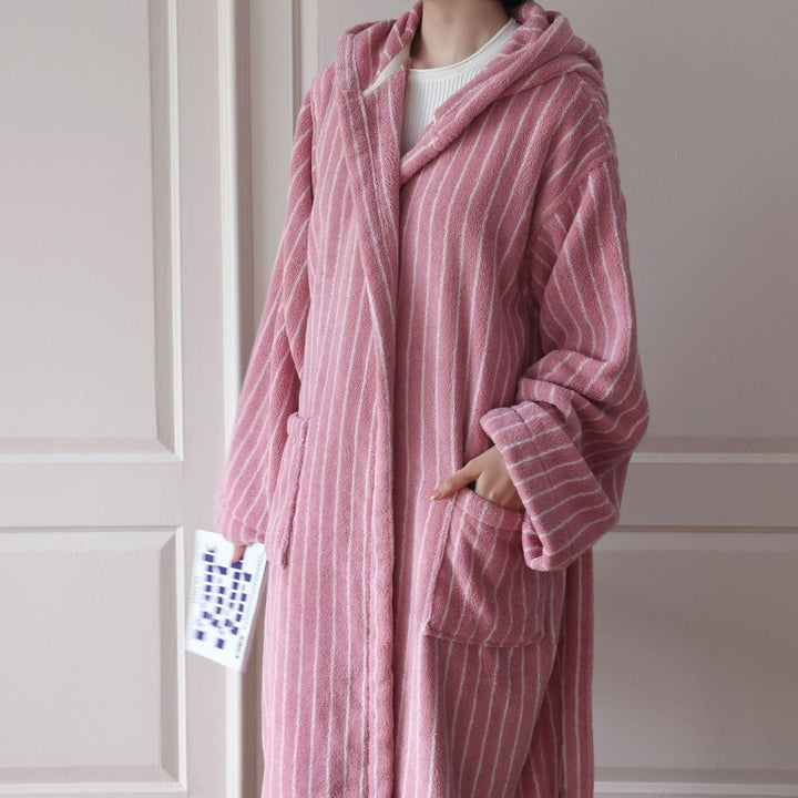 Pink Stripes Away Bathrobes - Bathrobe - Delicors