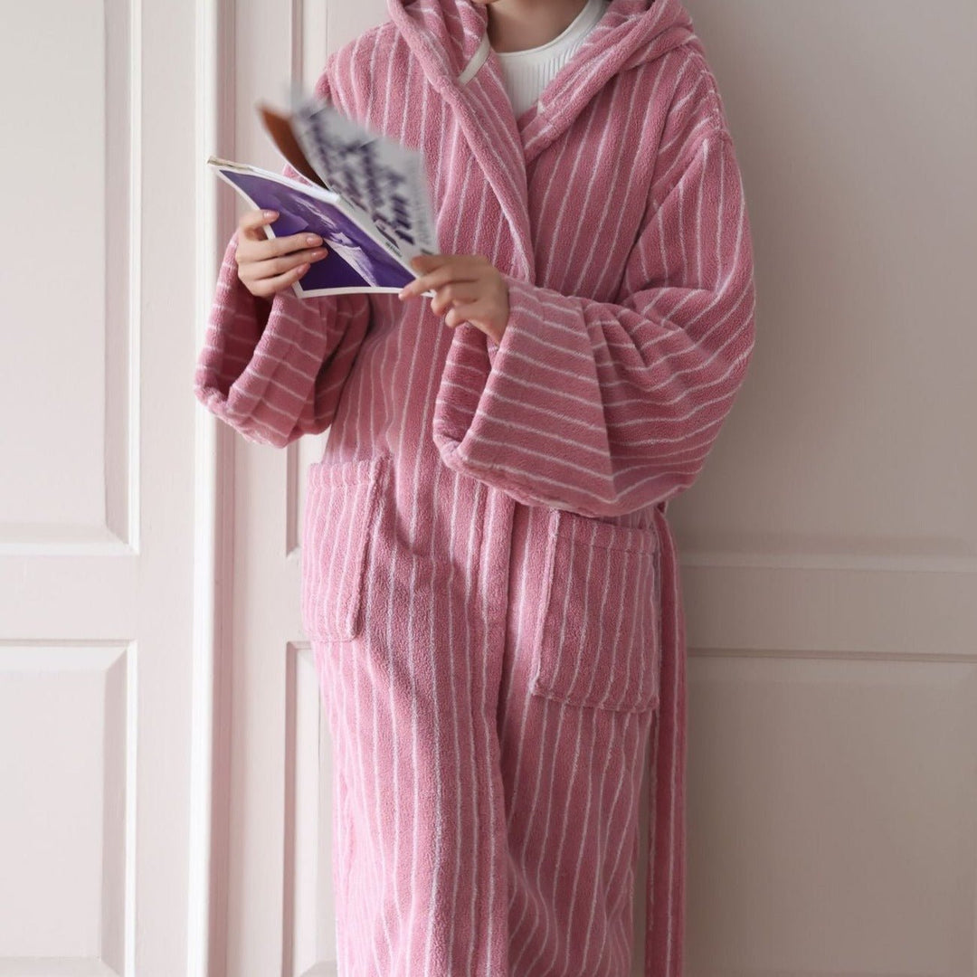 Pink Stripes Away Bathrobes - Bathrobe - Delicors