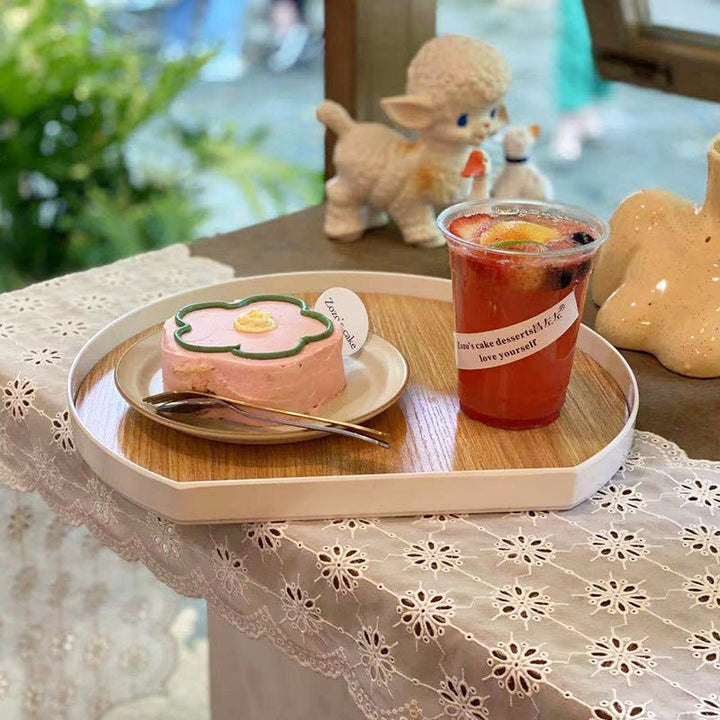 Plastic Wooden Platter - Tray - Delicors