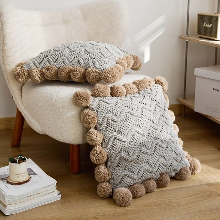 Pom Pom Weave Cushion -- Delicors