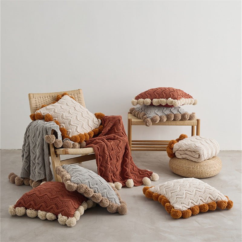 Pom Pom Weave Cushion -- Delicors