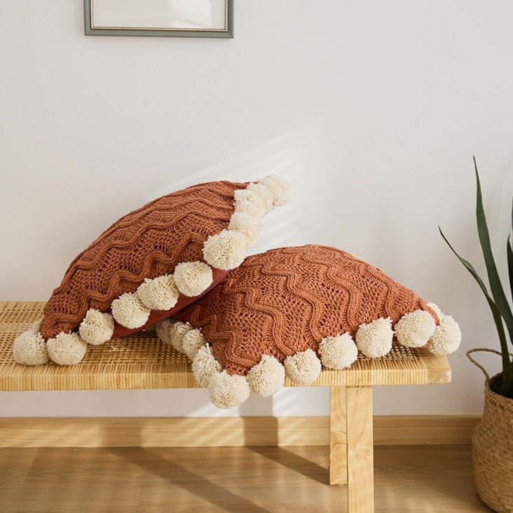 Pom Pom Weave Cushion -- Delicors