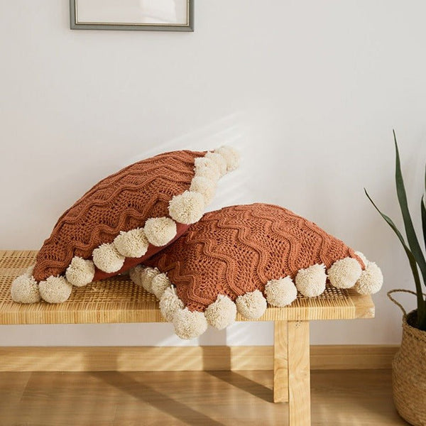 Pom Pom Weave Cushion -- Delicors