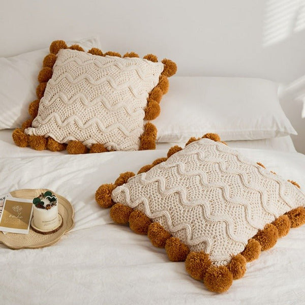 Pom Pom Weave Cushion -- Delicors