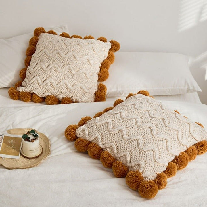 Pom Pom Weave Cushion -- Delicors