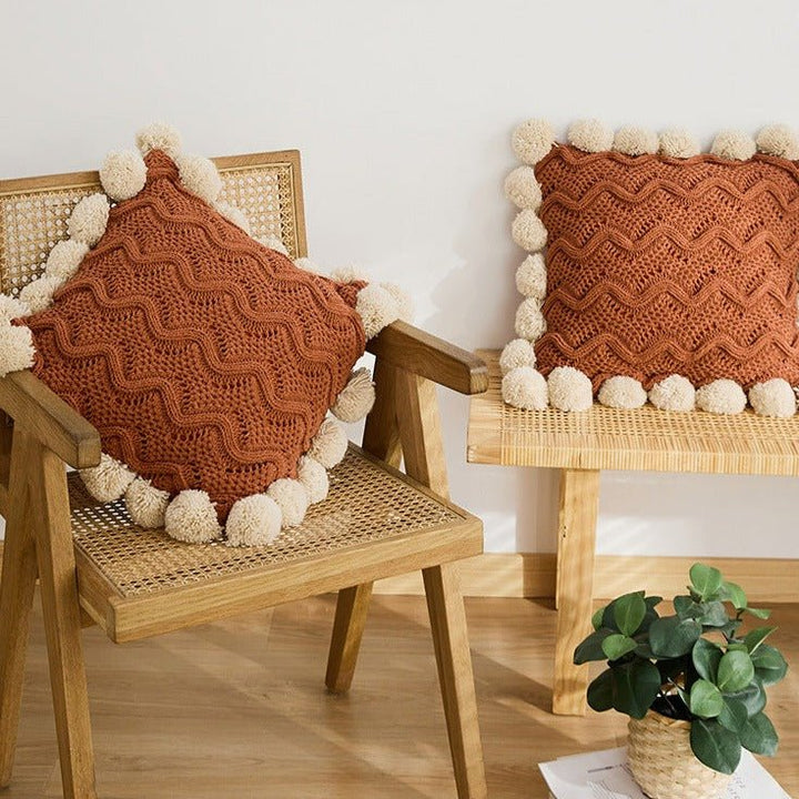 Pom Pom Weave Cushion -- Delicors