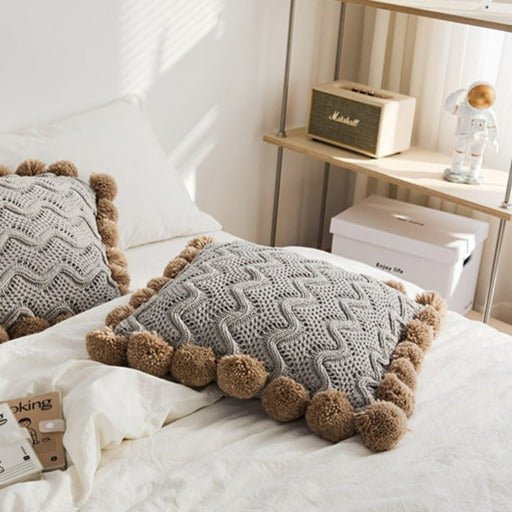 Pom Pom Weave Cushion -- Delicors