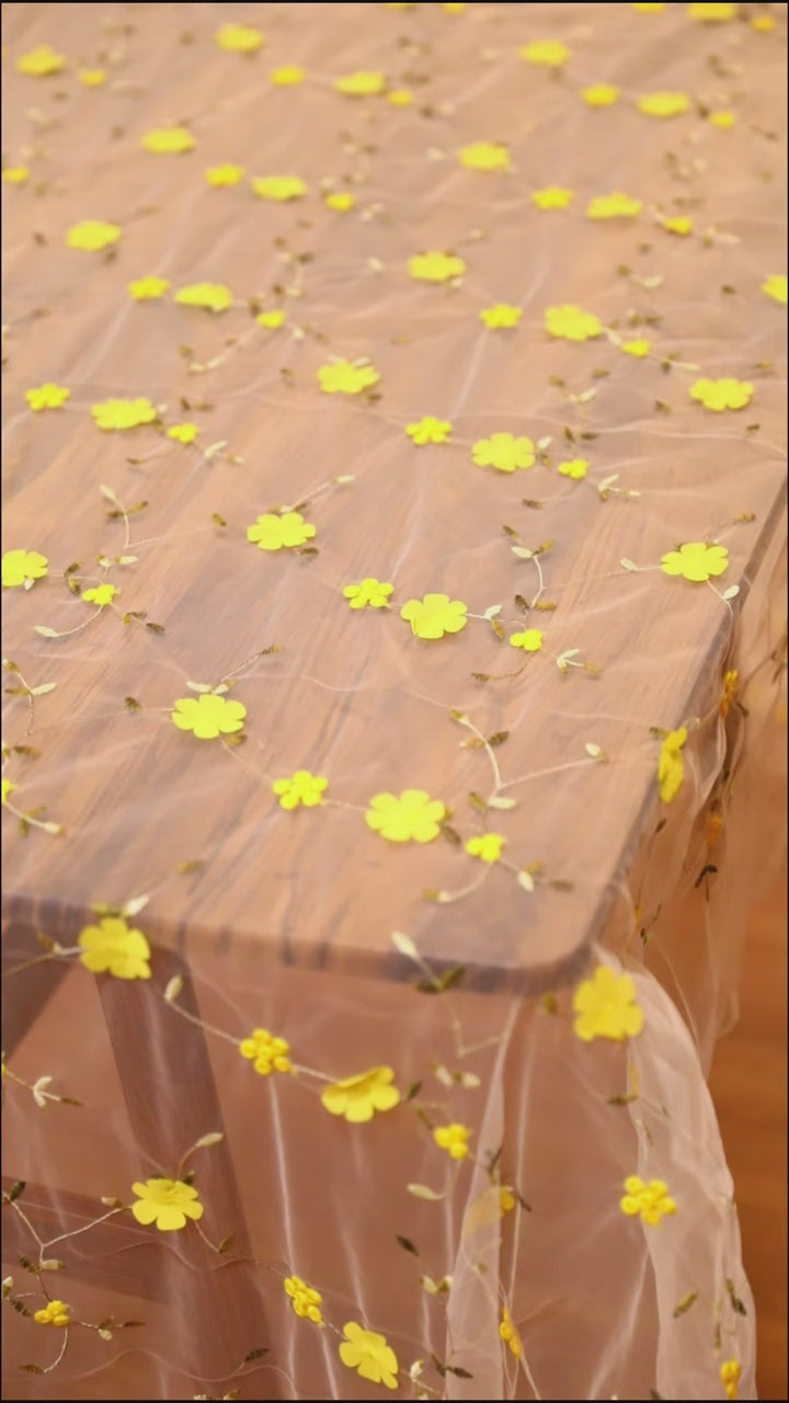 Sweeter Things Embroidered Lace Table Cloth Yellow Daisy - Delicors