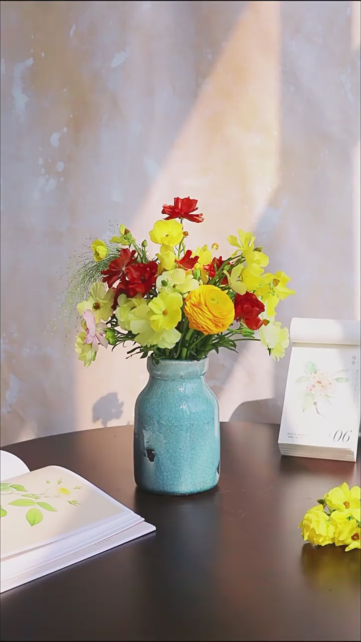 Small Crackle Ceramic Vase Collection