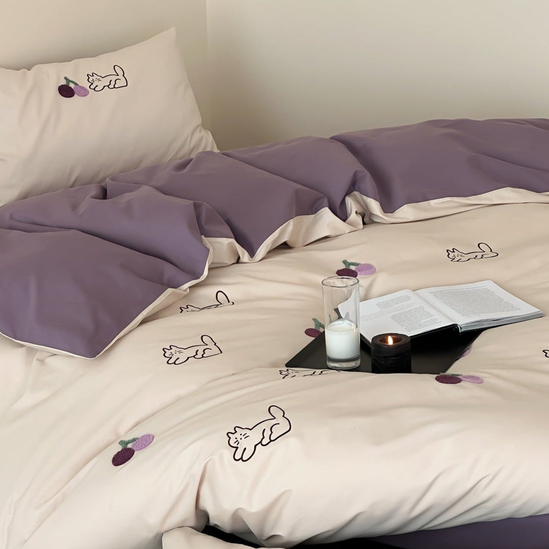 Purple Kitty Dreams Bedding Set - Bedding - Delicors