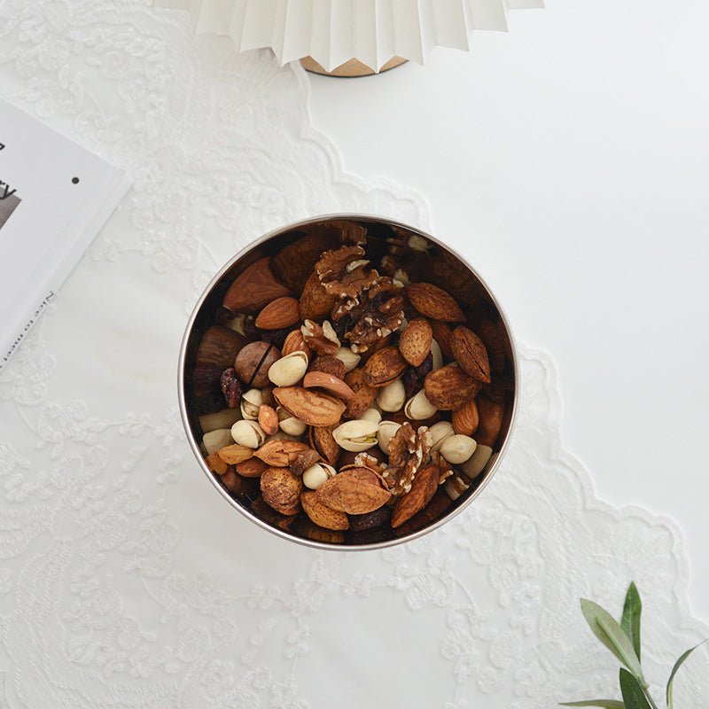 Round Stainless Tray with Solid Wood Base - Tray - Delicors