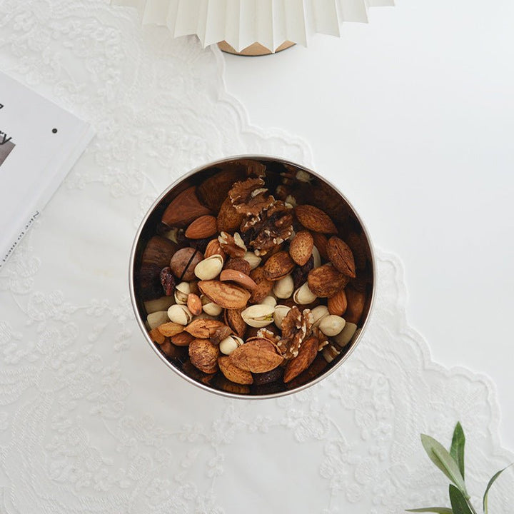 Round Stainless Tray with Solid Wood Base - Tray - Delicors