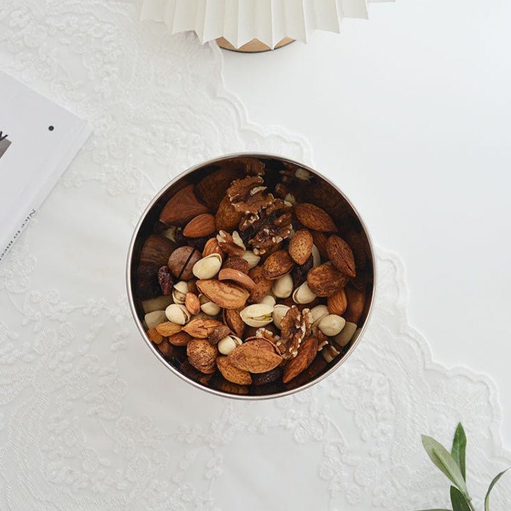 Round Stainless Tray with Solid Wood Base - Tray - Delicors