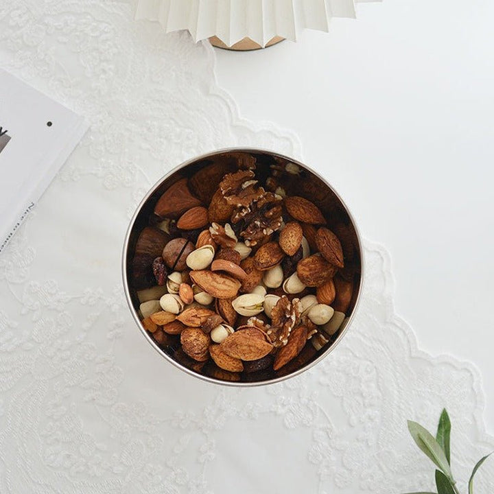 Round Stainless Tray with Solid Wood Base - Tray - Delicors