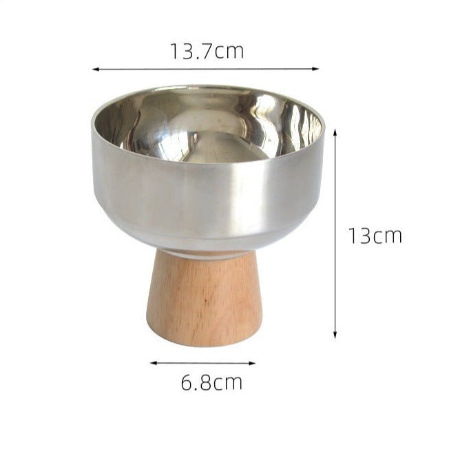 Round Stainless Tray with Solid Wood Base - Tray - Delicors