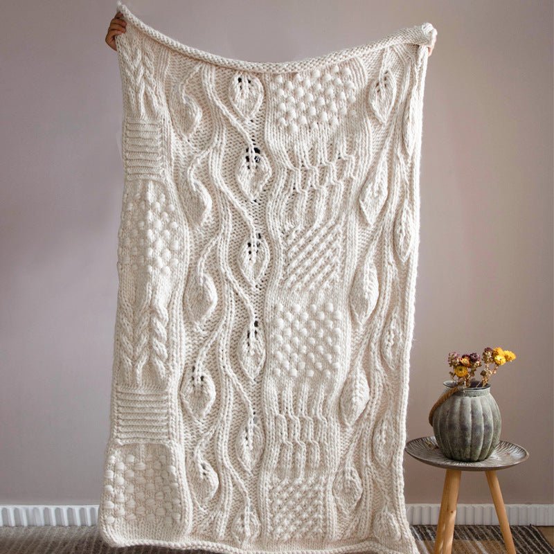 Snow White Knitted Bliss Blanket -Throw- Delicors
